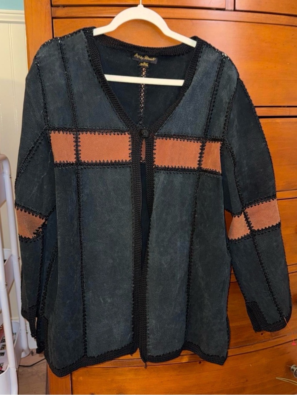Black & Brown leather Patchwork Jacket